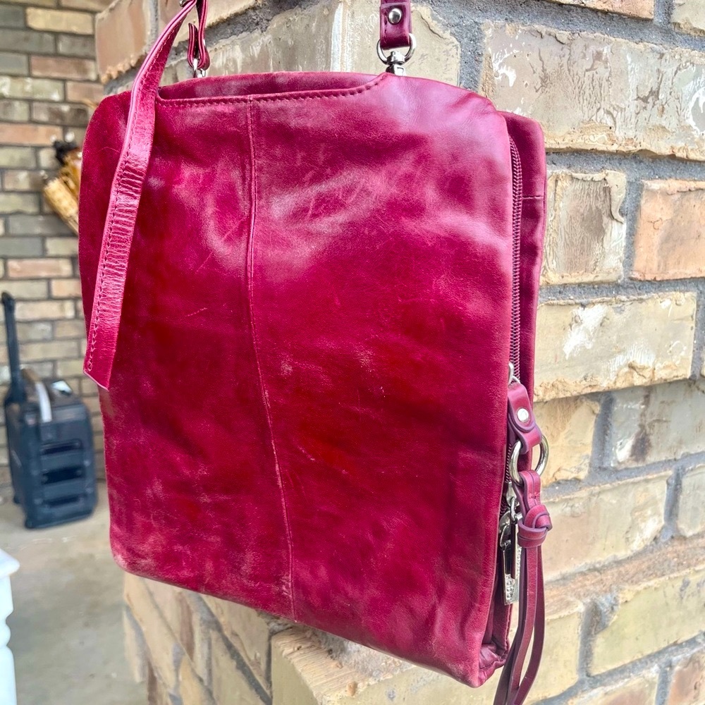 Hobo The Original Red Genuine Leather Crossbody Messenger Bag Boho